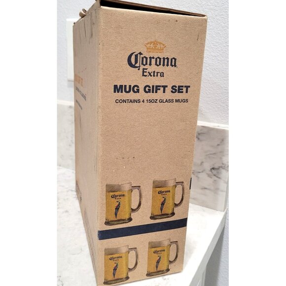 Corona Extra 15oz Glass Mug Gift Set by Boelter Brands Set of 4 - Picture 2 of 5